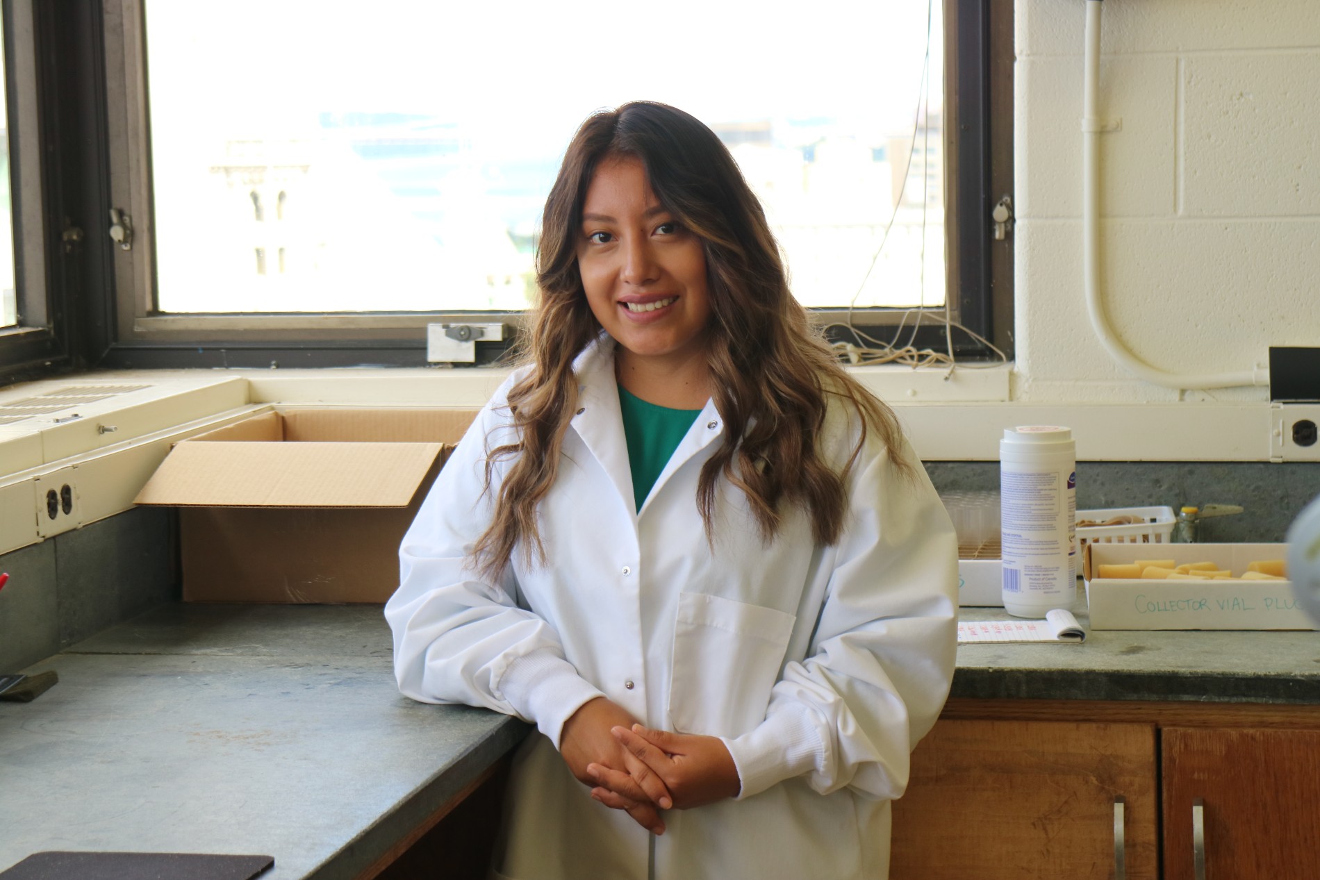 Lab Specialist Abigail Gutierrez in the lab biology