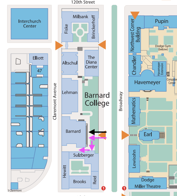 Route to Barnard Hall