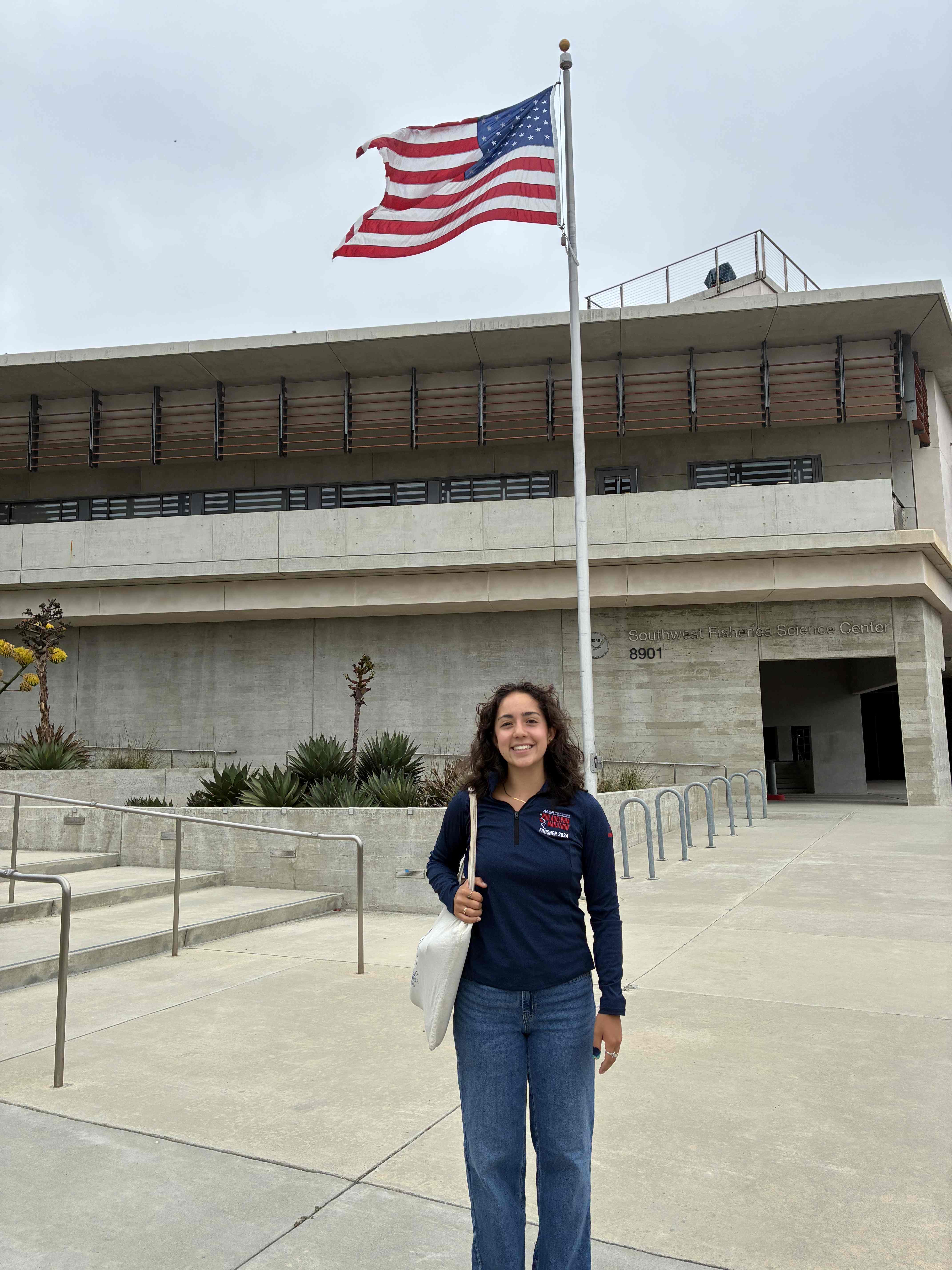 Nichole Ruiz outside the Southwest Fisheries Science Center