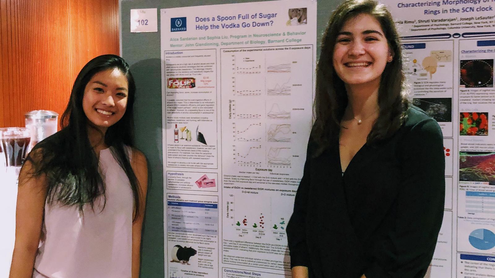 Sophia Liu and Alice Sardarian at a poster session